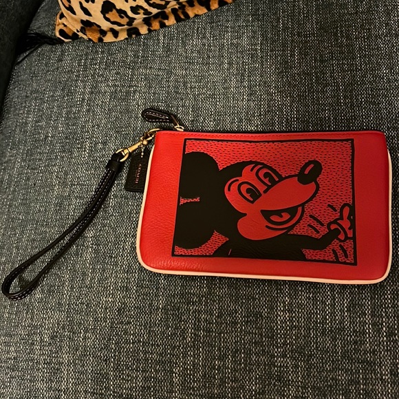 Coach Mickey Mouse Keith Haring Wristlet - Picture 1 of 6